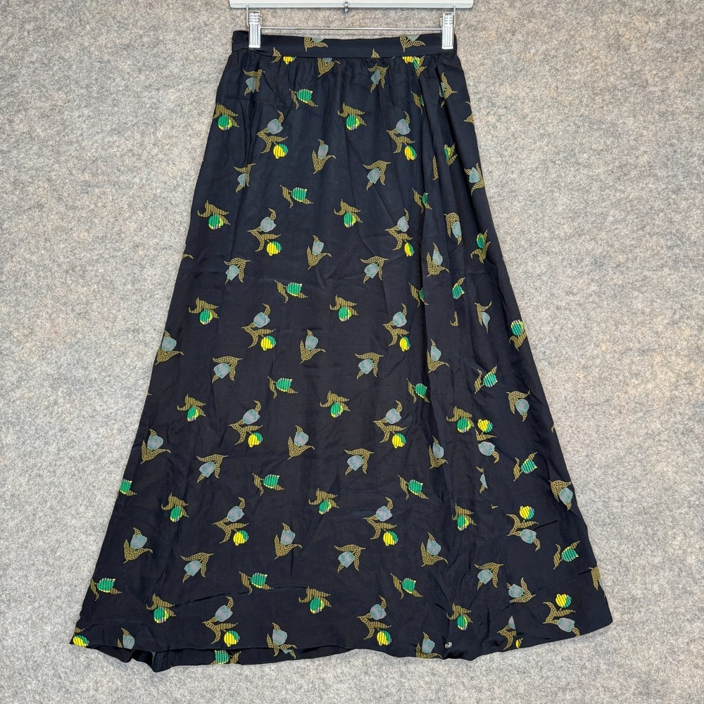 Vintage Vogue Los Angeles 100% Silk Maxi Skirt Womens 7/8 Floral 70s 80s Talon